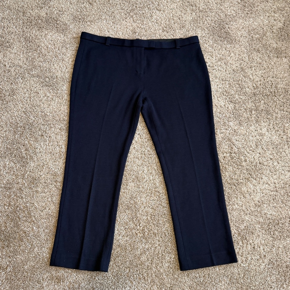 Tory Burch Navy Blue Wool Blend Ankle Dress Pants 14 Straight Leg Fall Winter